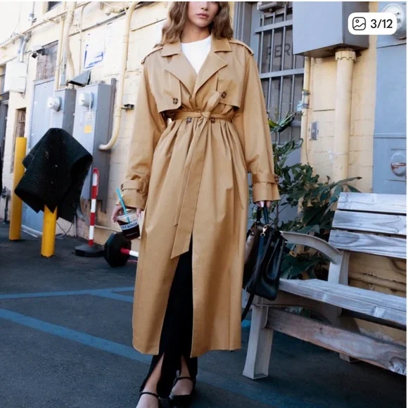Favorite Daughter Camel Tie-Waist Trench Coat - Picture 3 of 5